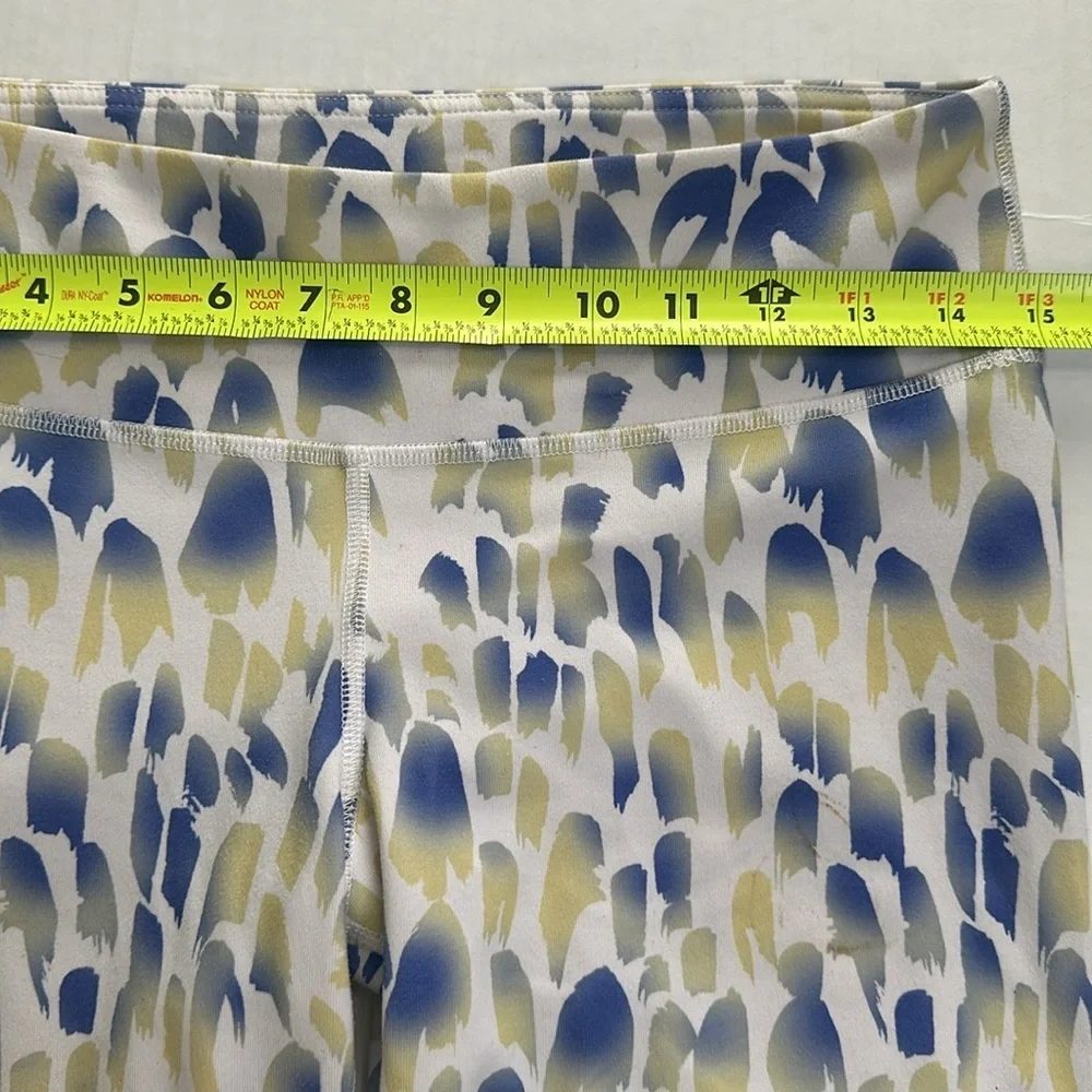 Alo Yoga‎ Cropped Capri Leggings Womens Yoga Workout Blue Yellow READ AS IS